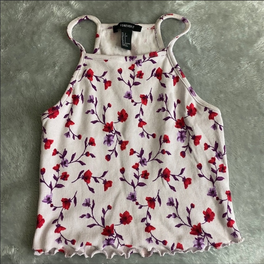 Forever 21 purple floral crop top